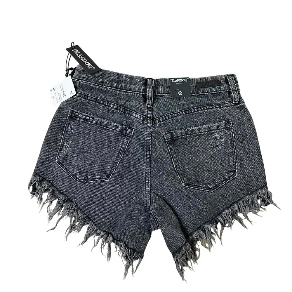 Blank NYC Shorts Womens 26 Black Cutoff Frayed Hem Distressed‎